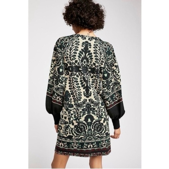 Free People Music and Lyrics Sweater Mini Dress - Black/Green - Size Medium - Picture 5 of 16